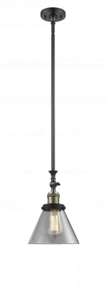 Cone - 1 Light - 8 inch - Black Antique Brass - Stem Hung - Adjustable Mini Pendant