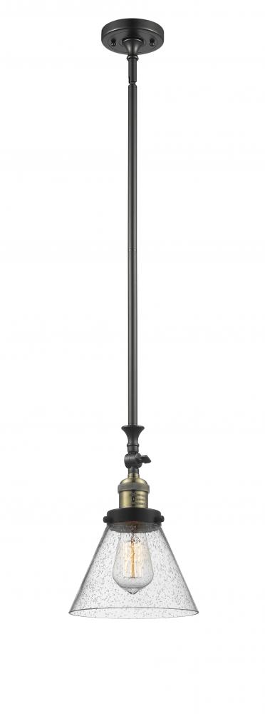 Cone - 1 Light - 8 inch - Black Antique Brass - Stem Hung - Adjustable Mini Pendant