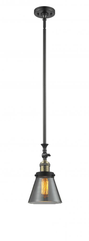 Cone - 1 Light - 6 inch - Black Antique Brass - Stem Hung - Adjustable Mini Pendant
