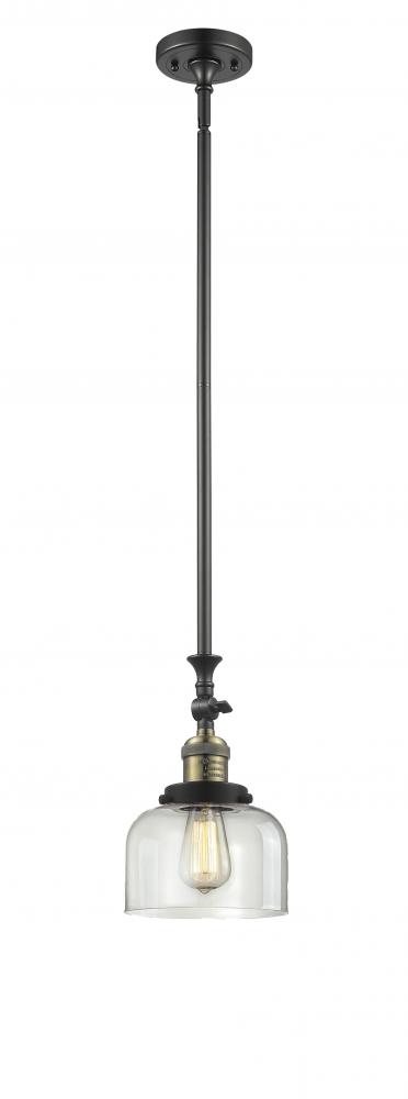Bell - 1 Light - 8 inch - Black Antique Brass - Stem Hung - Adjustable Mini Pendant