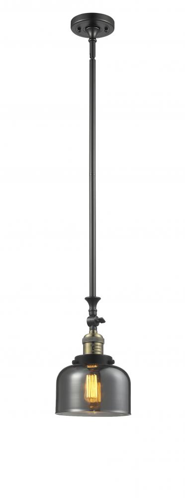 Bell - 1 Light - 8 inch - Black Antique Brass - Stem Hung - Adjustable Mini Pendant