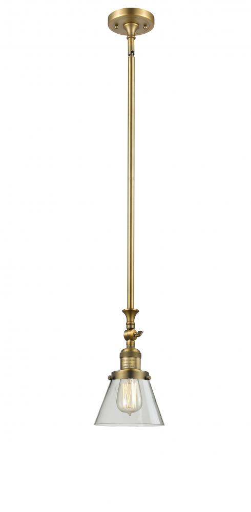 Cone - 1 Light - 6 inch - Brushed Brass - Stem Hung - Adjustable Mini Pendant
