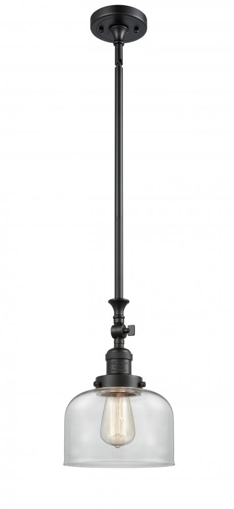 Bell - 1 Light - 8 inch - Matte Black - Stem Hung - Adjustable Mini Pendant