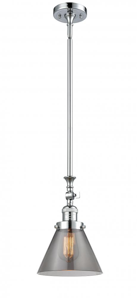 Cone - 1 Light - 8 inch - Polished Chrome - Stem Hung - Adjustable Mini Pendant