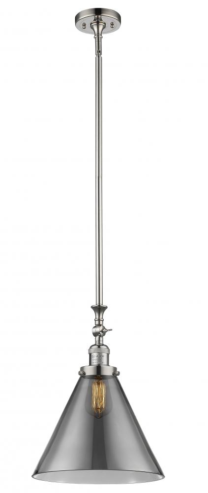 Cone - 1 Light - 12 inch - Polished Nickel - Stem Hung - Adjustable Mini Pendant