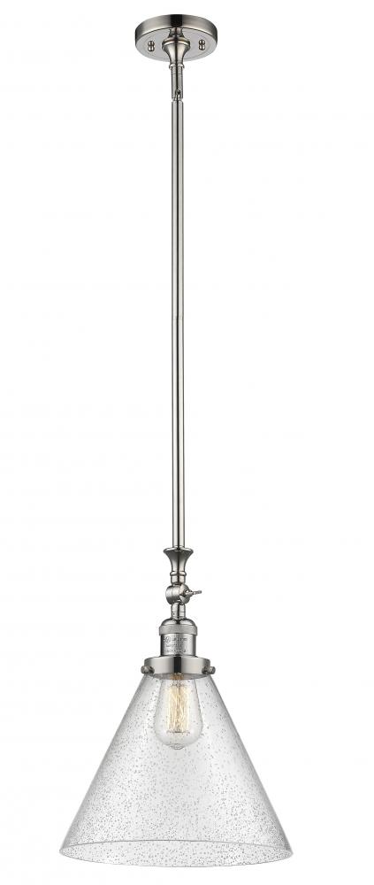 Cone - 1 Light - 12 inch - Polished Nickel - Stem Hung - Adjustable Mini Pendant