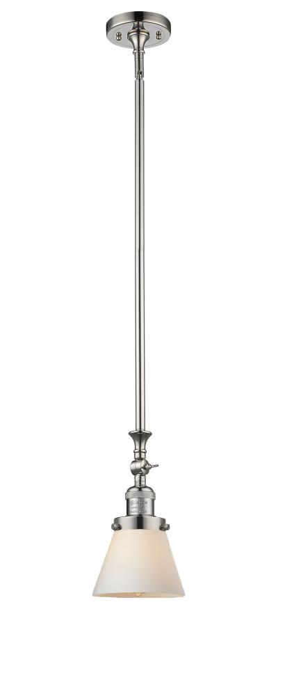 Cone - 1 Light - 6 inch - Polished Nickel - Stem Hung - Adjustable Mini Pendant