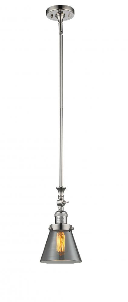 Cone - 1 Light - 6 inch - Polished Nickel - Stem Hung - Adjustable Mini Pendant