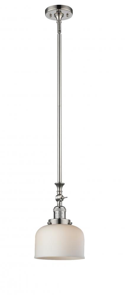 Bell - 1 Light - 8 inch - Polished Nickel - Stem Hung - Adjustable Mini Pendant