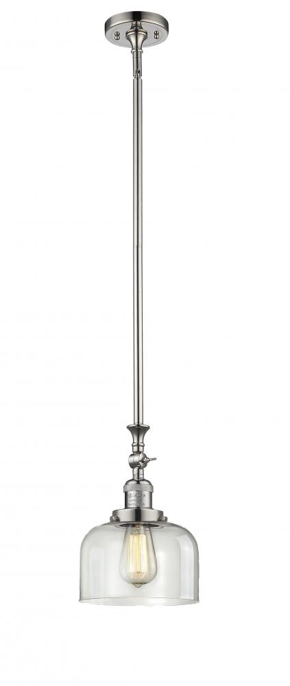 Bell - 1 Light - 8 inch - Polished Nickel - Stem Hung - Adjustable Mini Pendant