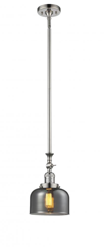 Bell - 1 Light - 8 inch - Polished Nickel - Stem Hung - Adjustable Mini Pendant