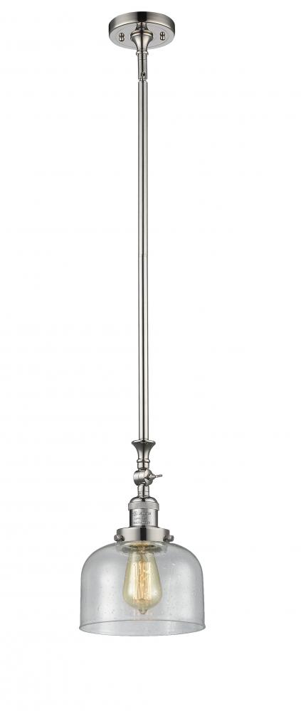 Bell - 1 Light - 8 inch - Polished Nickel - Stem Hung - Adjustable Mini Pendant