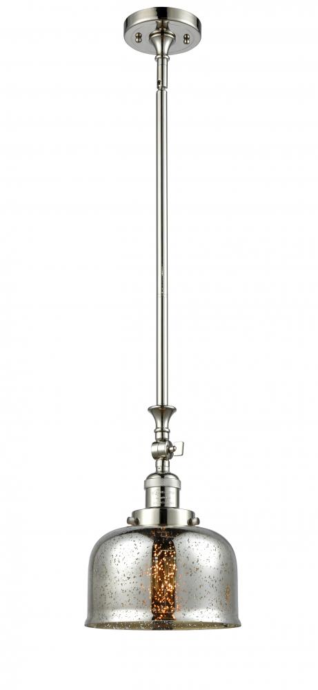 Bell - 1 Light - 8 inch - Polished Nickel - Stem Hung - Adjustable Mini Pendant
