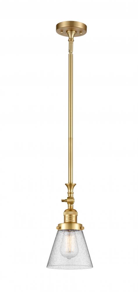 Cone - 1 Light - 6 inch - Satin Gold - Stem Hung - Adjustable Mini Pendant