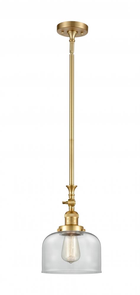 Bell - 1 Light - 8 inch - Satin Gold - Stem Hung - Adjustable Mini Pendant