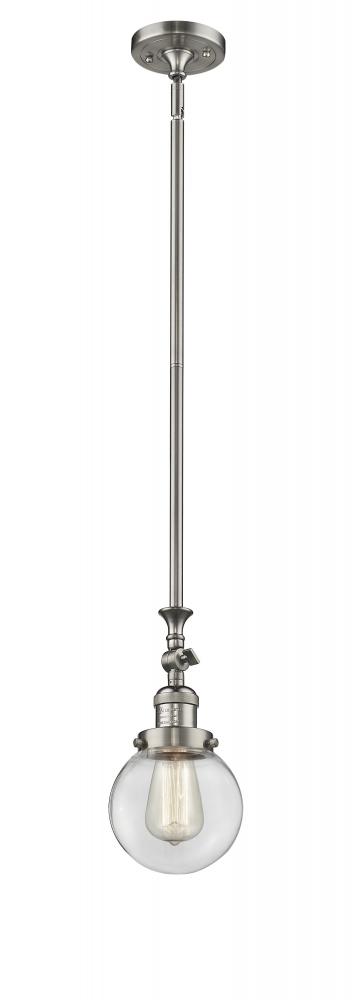 Beacon - 1 Light - 6 inch - Brushed Satin Nickel - Stem Hung - Adjustable Mini Pendant