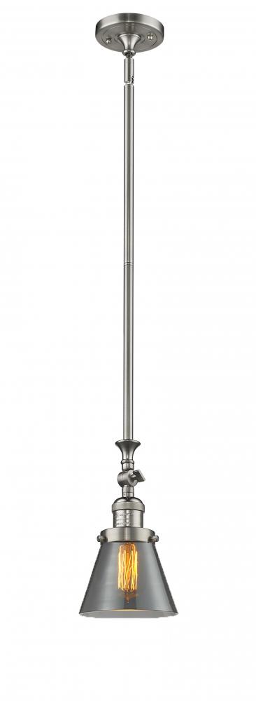 Cone - 1 Light - 6 inch - Brushed Satin Nickel - Stem Hung - Adjustable Mini Pendant
