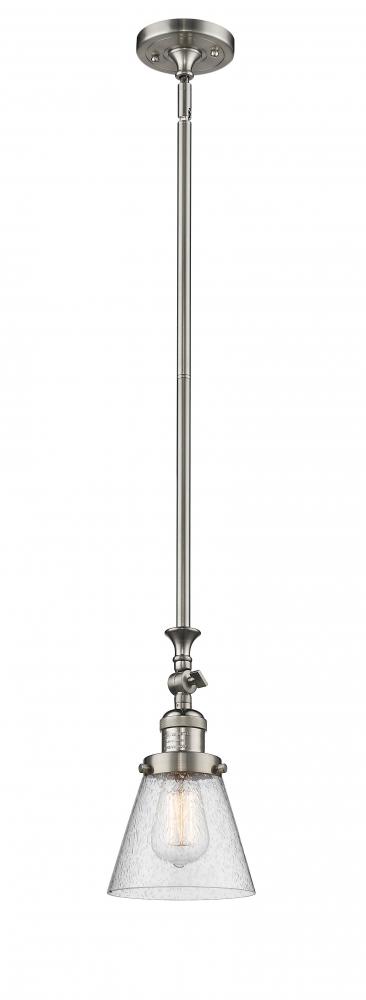 Cone - 1 Light - 6 inch - Brushed Satin Nickel - Stem Hung - Adjustable Mini Pendant
