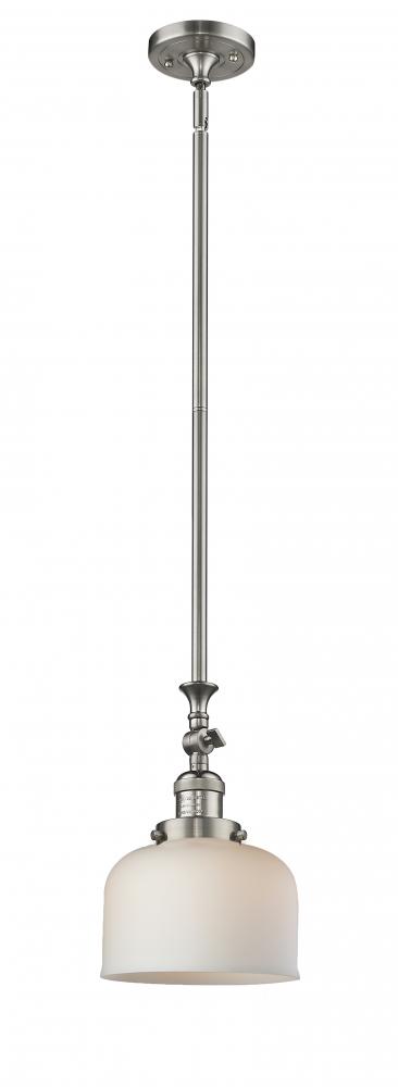 Bell - 1 Light - 8 inch - Brushed Satin Nickel - Stem Hung - Adjustable Mini Pendant