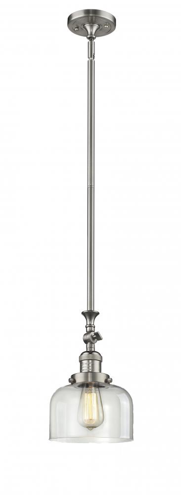 Bell - 1 Light - 8 inch - Brushed Satin Nickel - Stem Hung - Adjustable Mini Pendant