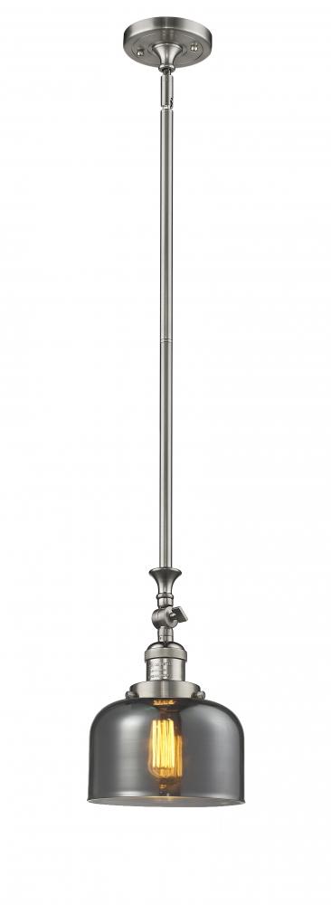Bell - 1 Light - 8 inch - Brushed Satin Nickel - Stem Hung - Adjustable Mini Pendant