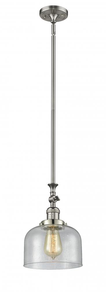 Bell - 1 Light - 8 inch - Brushed Satin Nickel - Stem Hung - Adjustable Mini Pendant