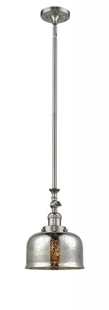 Bell - 1 Light - 8 inch - Brushed Satin Nickel - Stem Hung - Adjustable Mini Pendant