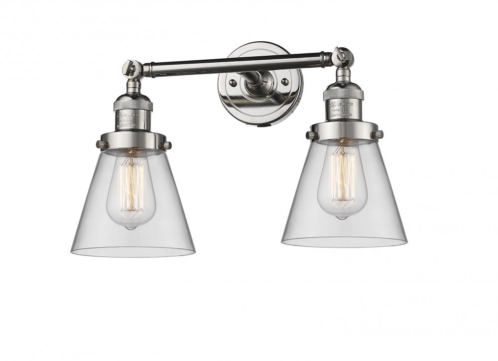 Cone - 2 Light - 16 inch - Polished Nickel - Adjustable Bath Vanity Light