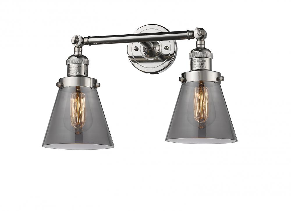 Cone - 2 Light - 16 inch - Polished Nickel - Adjustable Bath Vanity Light