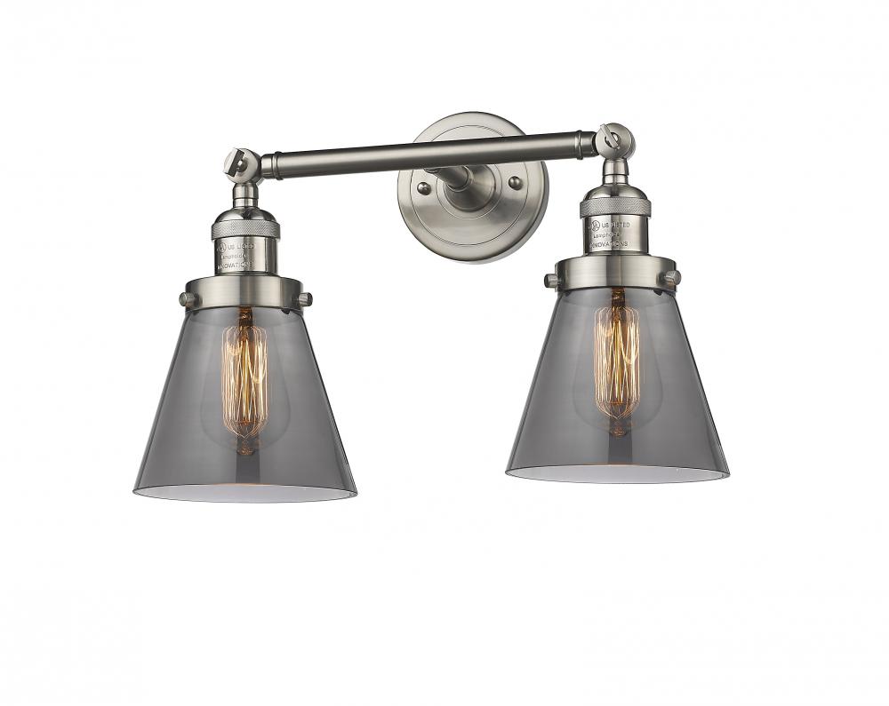 Cone - 2 Light - 16 inch - Brushed Satin Nickel - Adjustable Bath Vanity Light