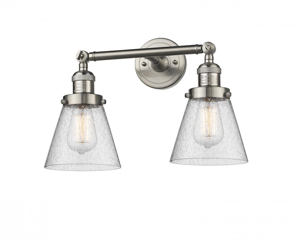 Cone - 2 Light - 16 inch - Brushed Satin Nickel - Adjustable Bath Vanity Light