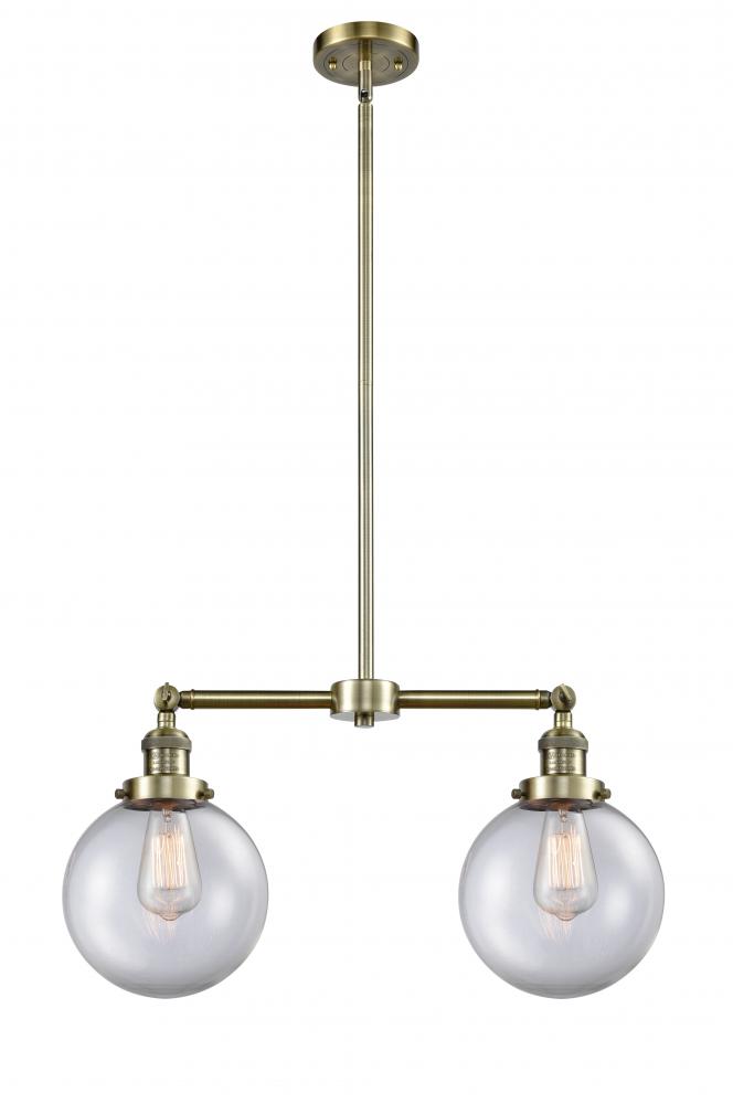 Beacon - 2 Light - 25 inch - Antique Brass - Stem Hung - Adjustable Island Light