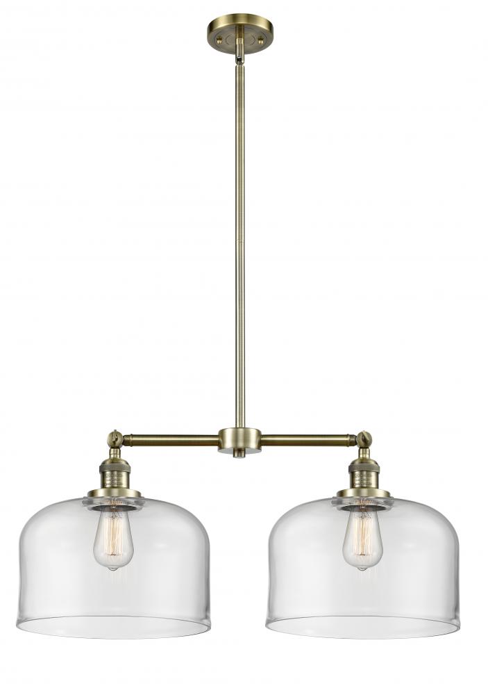 Bell - 2 Light - 21 inch - Antique Brass - Stem Hung - Adjustable Island Light