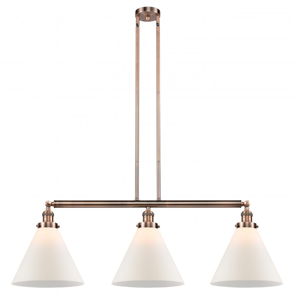 Cone - 3 Light - 44 inch - Antique Copper - Stem Hung - Adjustable Island Light