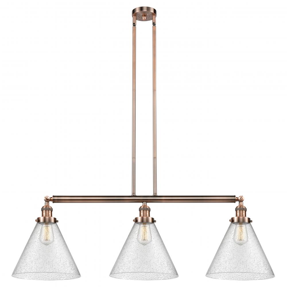 Cone - 3 Light - 44 inch - Antique Copper - Stem Hung - Adjustable Island Light