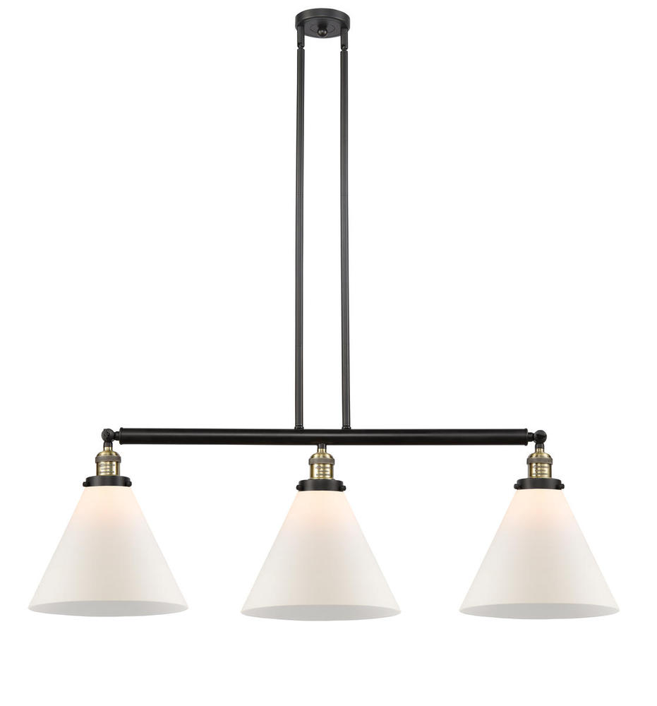 Cone - 3 Light - 44 inch - Black Antique Brass - Stem Hung - Adjustable Island Light