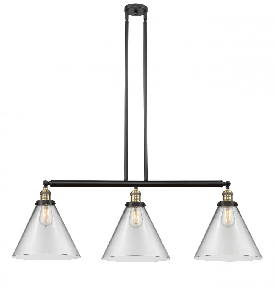 Cone - 3 Light - 44 inch - Black Antique Brass - Stem Hung - Adjustable Island Light