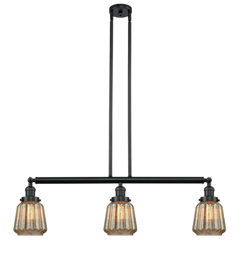Chatham - 3 Light - 39 inch - Matte Black - Stem Hung - Adjustable Island Light