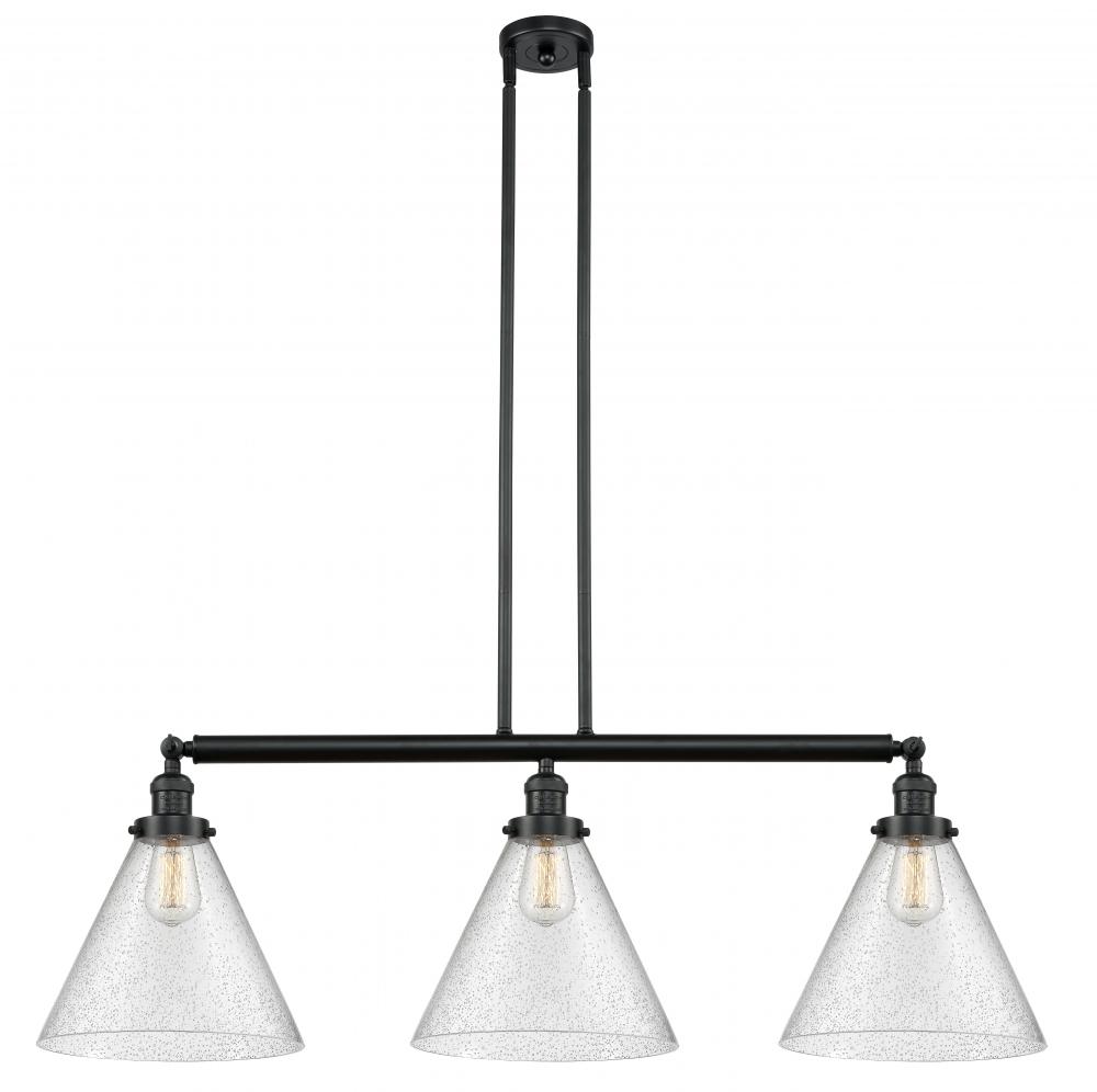 Cone - 3 Light - 44 inch - Matte Black - Stem Hung - Adjustable Island Light