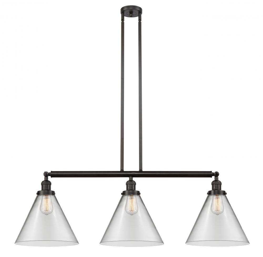 Cone - 3 Light - 44 inch - Oil Rubbed Bronze - Stem Hung - Adjustable Island Light