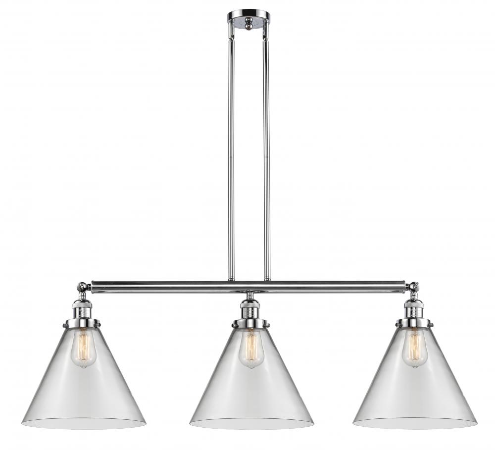Cone - 3 Light - 44 inch - Polished Chrome - Stem Hung - Adjustable Island Light