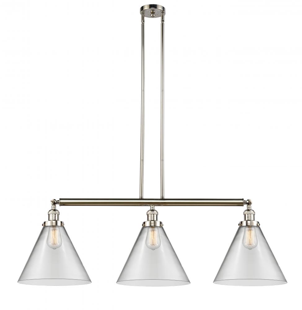 Cone - 3 Light - 44 inch - Polished Nickel - Stem Hung - Adjustable Island Light