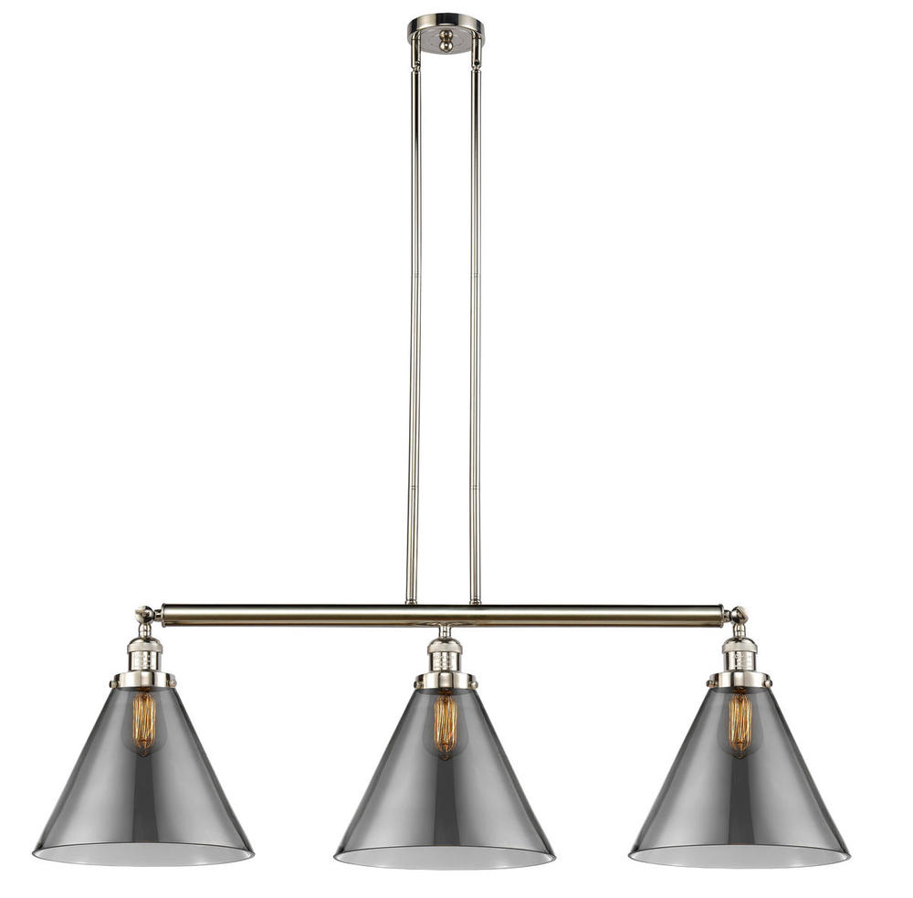 Cone - 3 Light - 44 inch - Polished Nickel - Stem Hung - Adjustable Island Light