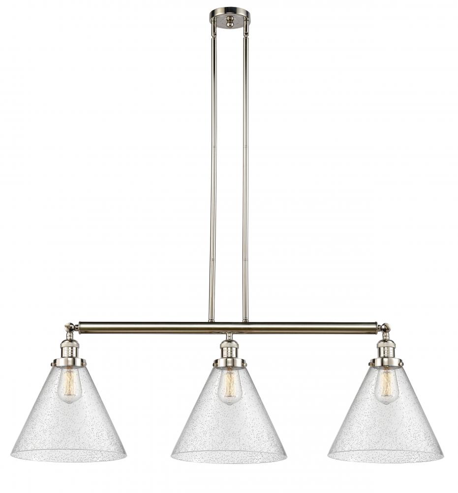Cone - 3 Light - 44 inch - Polished Nickel - Stem Hung - Adjustable Island Light