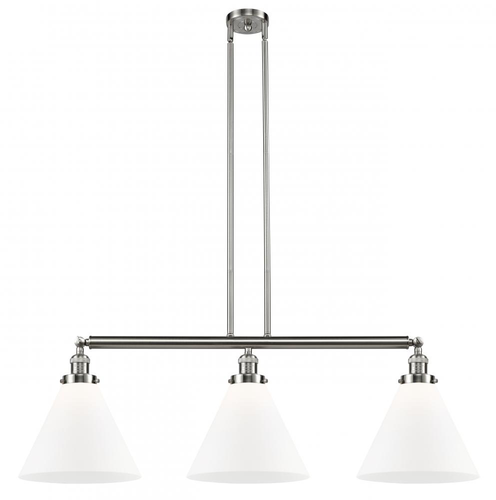 Cone - 3 Light - 44 inch - Brushed Satin Nickel - Stem Hung - Adjustable Island Light