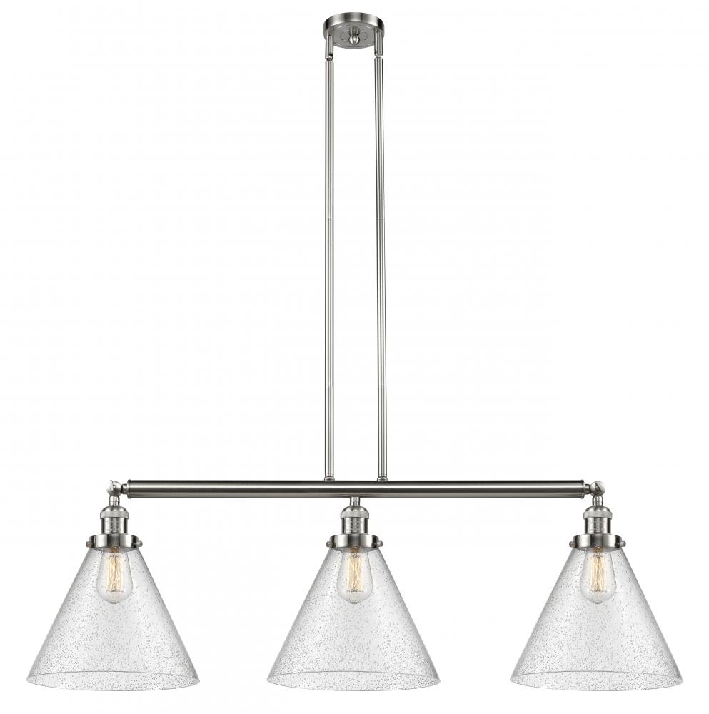 Cone - 3 Light - 44 inch - Brushed Satin Nickel - Stem Hung - Adjustable Island Light