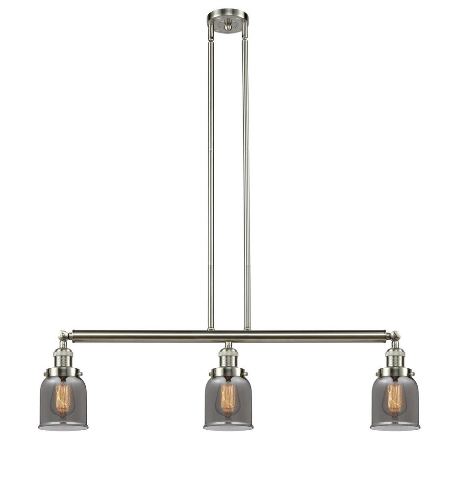 Bell - 3 Light - 38 inch - Brushed Satin Nickel - Stem Hung - Adjustable Island Light