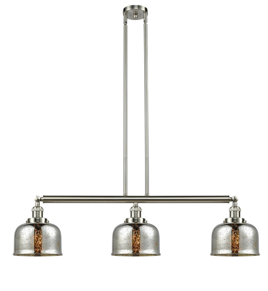Bell - 3 Light - 41 inch - Brushed Satin Nickel - Stem Hung - Adjustable Island Light