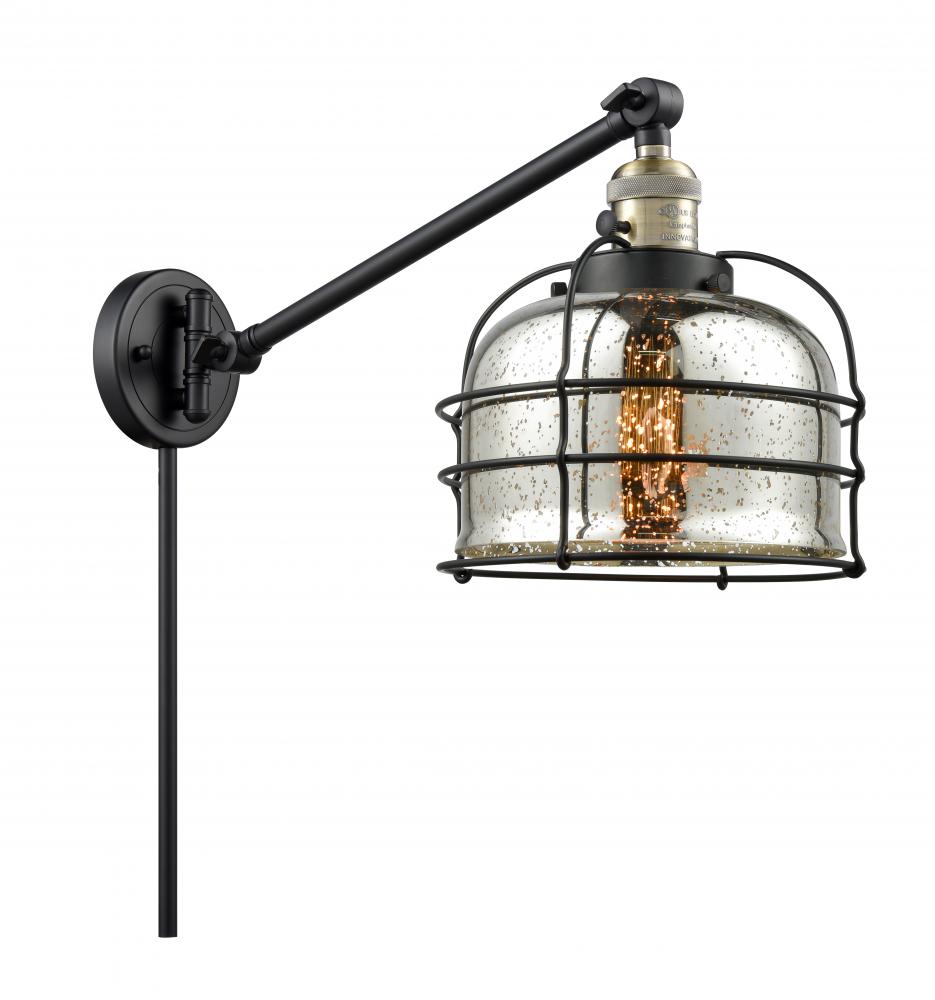 Bell Cage - 1 Light - 8 inch - Black Antique Brass -Adjustable Swing Arm