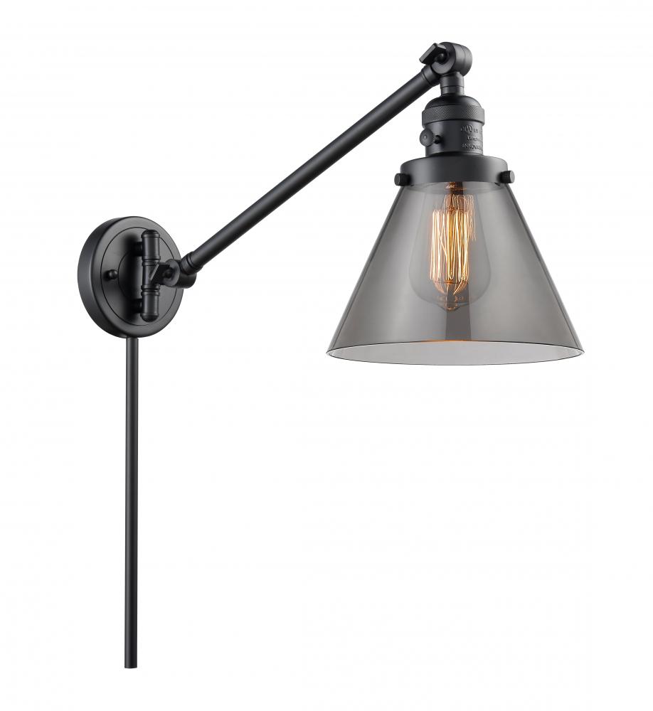 Cone - 1 Light - 8 inch - Matte Black -Adjustable Swing Arm
